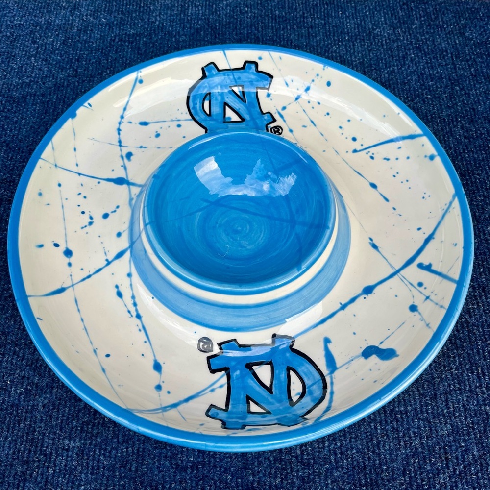 University Of North Carolina Tar Heels Serving Tray Chip& Dip Excellent Cond.